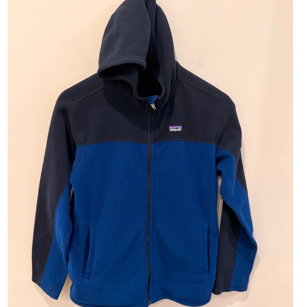 Patagonia Boys XL 14 Synchilla Full Zip Fleece Hoodie Blue Navy 65755FA15